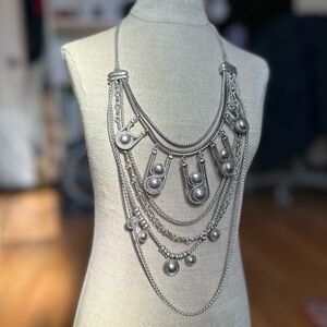 Chunky silver boho necklace
